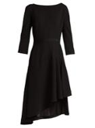 Lanvin Asymmetric Pleated Wool Midi Dress