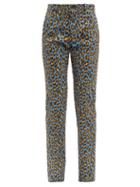 Matchesfashion.com Connolly - Leopard Print Cotton Blend Trousers - Womens - Blue Multi