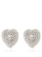 Matchesfashion.com Alessandra Rich - Crystal-heart Stud Clip Earrings - Womens - Crystal