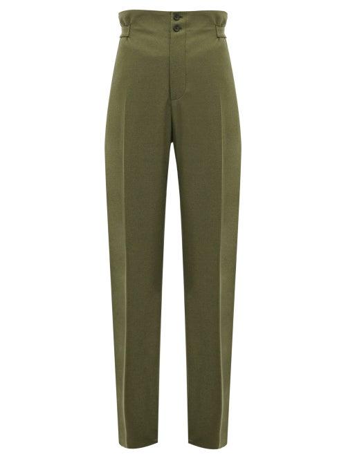 Matchesfashion.com Connolly - High-rise Wool-blend Wide-leg Trousers - Womens - Khaki