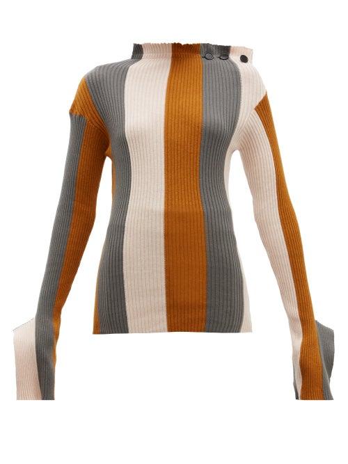 Matchesfashion.com Palmer//harding - Shift Striped Cotton And Cashmere Blend Sweater - Womens - Multi