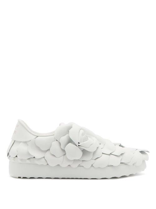 Matchesfashion.com Valentino Garavani - Atelier 03 Rose Leather Trainers - Womens - White