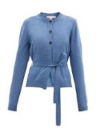 Matchesfashion.com Brock Collection - Ramo Belted Wool-blend Cardigan - Womens - Blue