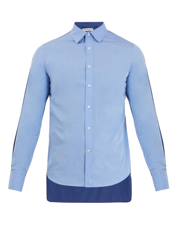 Alexander Mcqueen Contrast-back Point-collar Cotton Shirt