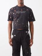 Liberal Youth Ministry - Anymore-print Bleached Cotton-jersey T-shirt - Mens - Black