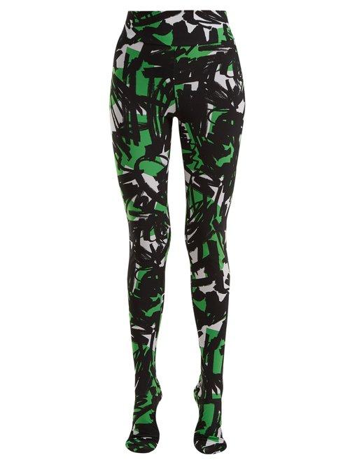 Matchesfashion.com Burberry - Graffiti Print Leggings - Womens - Green Multi