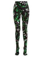 Matchesfashion.com Burberry - Graffiti Print Leggings - Womens - Green Multi