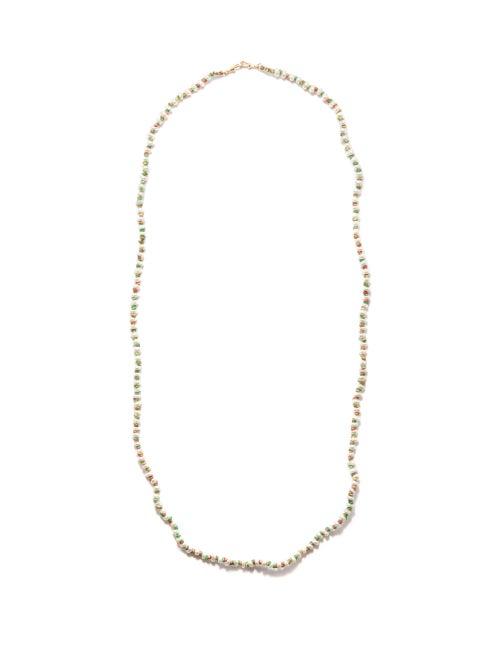 Marie Lichtenberg - Mauli Pearl, 18kt Gold & Cotton Corded Necklace - Mens - Pearl