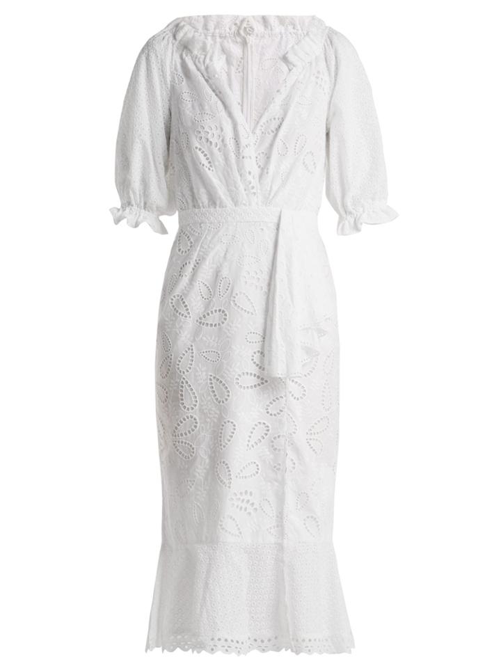 Saloni Olivia Puff-sleeve Cotton Broderie-anglaise Dress