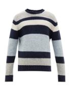 Matchesfashion.com Allude - Striped Ribbed Trim Sweater - Mens - Grey Multi