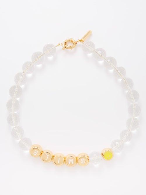 Timeless Pearly - Smile Gold-plated Beaded Necklace - Womens - Clear Multi