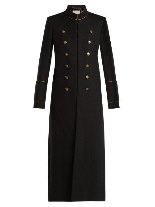 Matchesfashion.com Saint Laurent - Doouble Breasted Wool Military Coat - Womens - Black