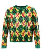 Ashish - Argyle-sequinned Georgette Top - Womens - Green Multi