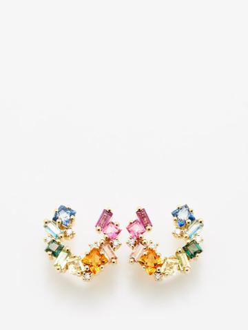 Suzanne Kalan - Diamond, Topaz, Amethyst & 14kt Gold Hoop Earrings - Womens - Multi