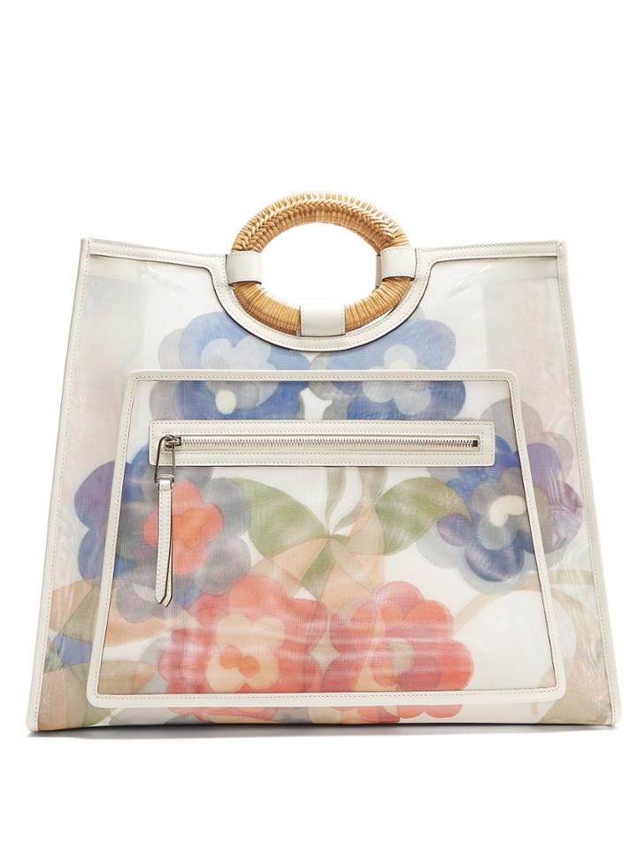 Fendi Runaway Floral-print Mesh Large Tote