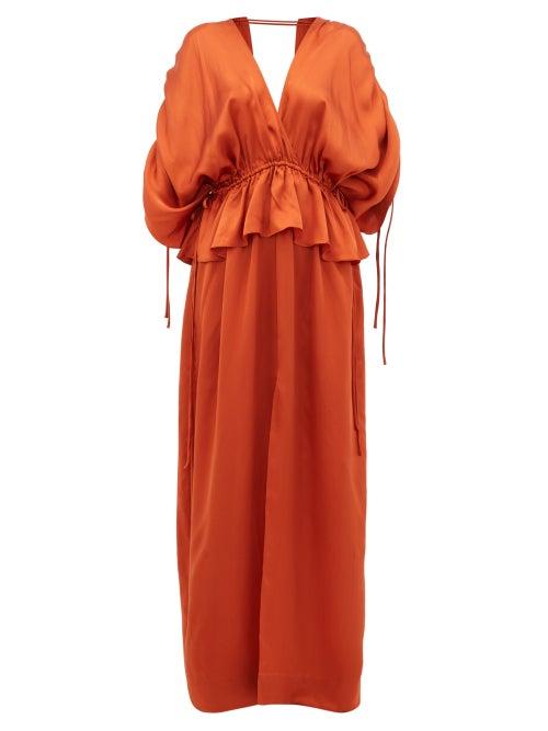 Matchesfashion.com Loup Charmant - Athena Open-back Hammered Silk-satin Maxi Dress - Womens - Copper
