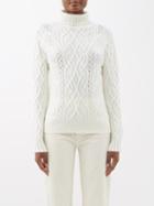 Johnstons Of Elgin - Cable-knit Cashmere Roll-neck Sweater - Womens - White / Ivory