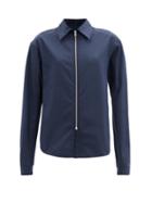 Matchesfashion.com Jil Sander - Zip-front Cotton-blend Blouse - Womens - Navy