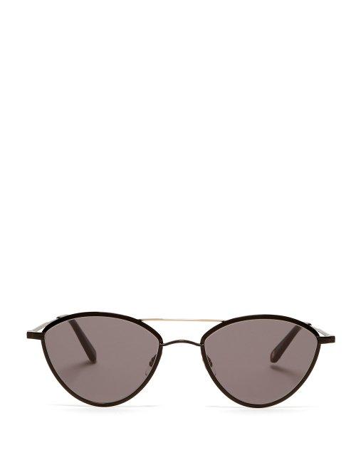 Matchesfashion.com Garrett Leight - Breeze 51 Round Metal Sunglasses - Womens - Black