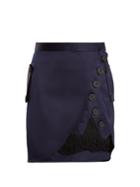 Self-portrait Lace-insert Satin Mini Skirt