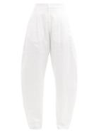 Matchesfashion.com Albus Lumen - Sokol Linen Curved-leg Trousers - Womens - White