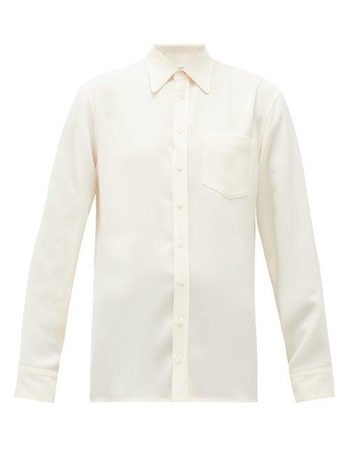 Matchesfashion.com Maison Margiela - Adjustable Off-shoulder Crpe Shirt - Womens - Ivory