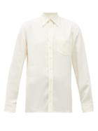 Matchesfashion.com Maison Margiela - Adjustable Off-shoulder Crpe Shirt - Womens - Ivory