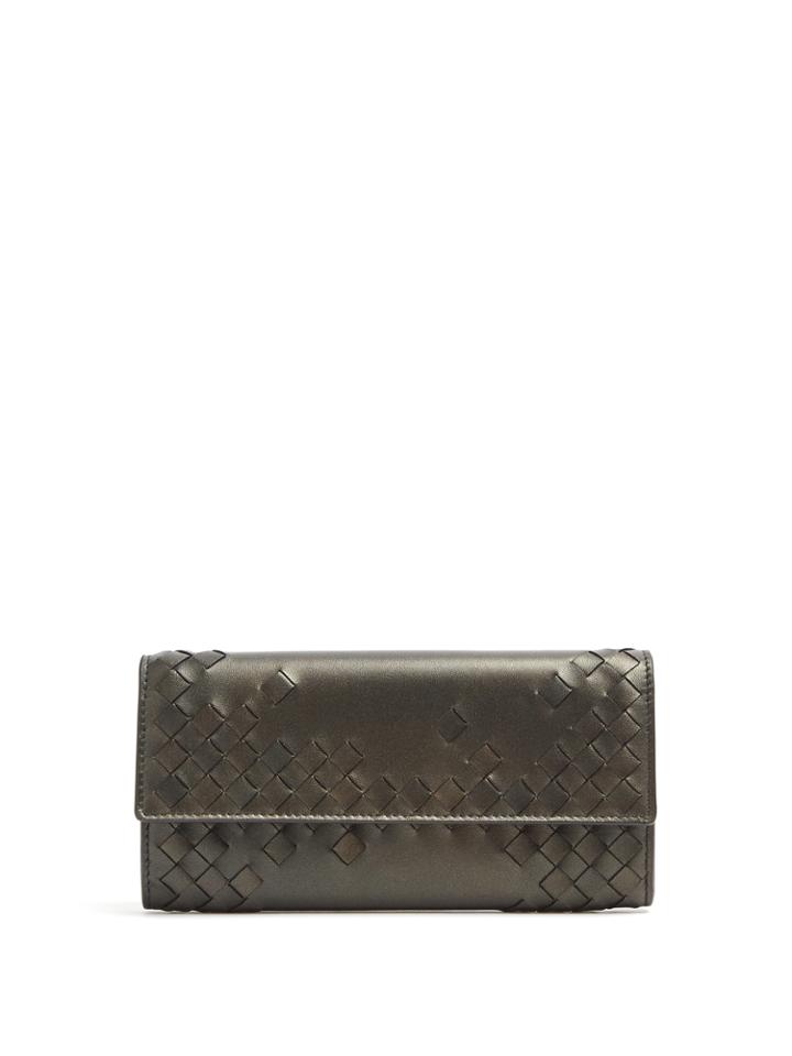 Bottega Veneta Front-flap Part-intrecciato Leather Wallet