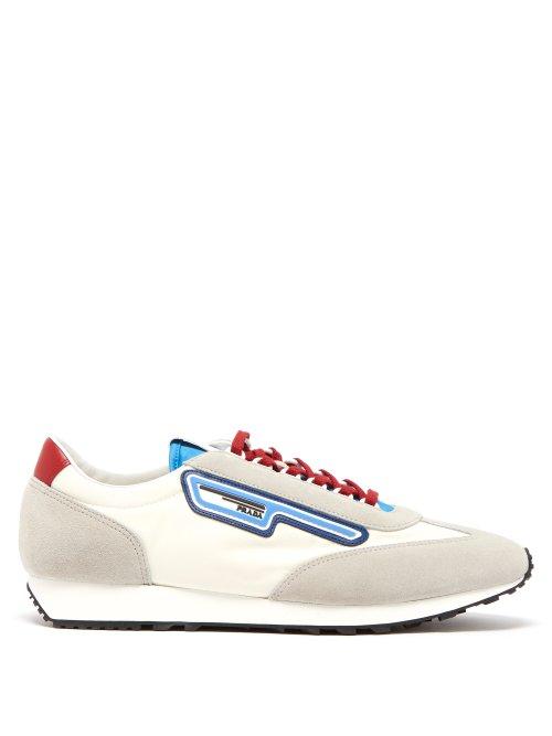 Matchesfashion.com Prada - Milano Nylon And Suede Trainers - Mens - White