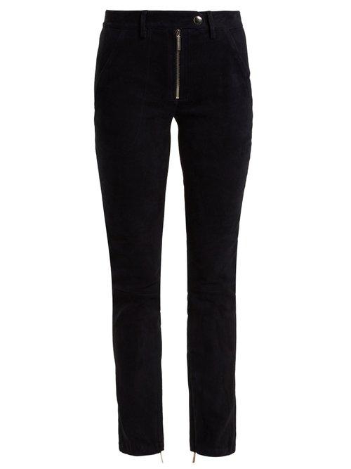 Matchesfashion.com The Row - Smashton Skinny Suede Trousers - Womens - Navy