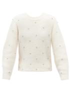 Matchesfashion.com Self-portrait - Crystal-embellished Wrap-front Sweater - Womens - Ivory