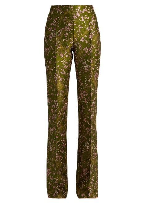 Giambattista Valli Floral-jacquard High-waisted Flared Trousers