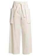 Matchesfashion.com Thom Browne - Tie Waist Wide Leg Cotton Trousers - Womens - White