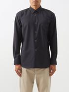 Comme Des Garons Shirt - Buttoned Wool Shirt - Mens - Navy