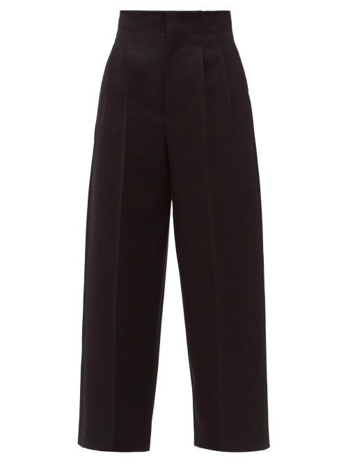 Matchesfashion.com Bottega Veneta - Double-pleated Wool Wide-leg Trousers - Womens - Black