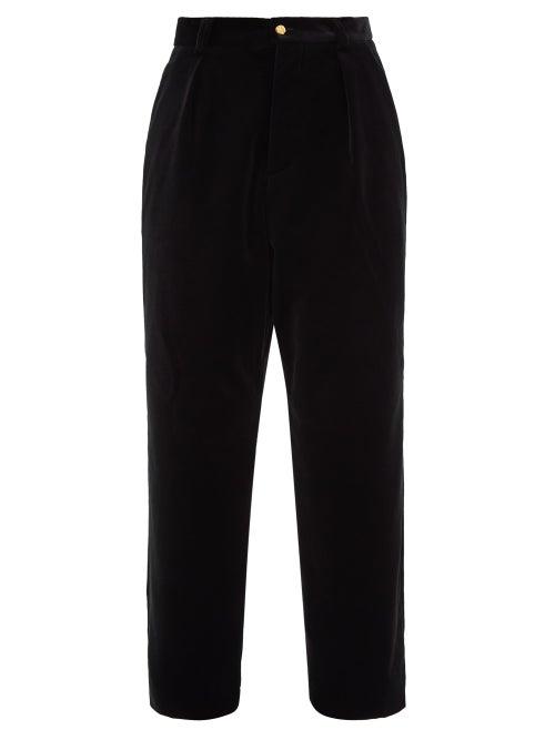 Nick Fouquet - Tacito Pleated Cotton-velvet Trousers - Mens - Black