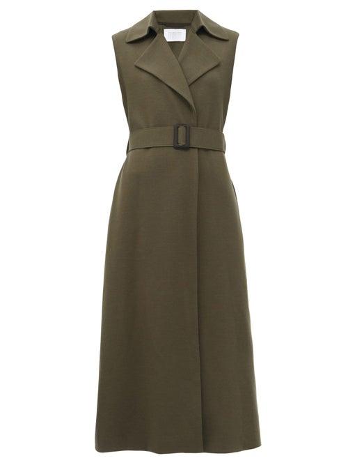 Matchesfashion.com Harris Wharf London - Sleeveless Felted-wool Coat - Womens - Khaki