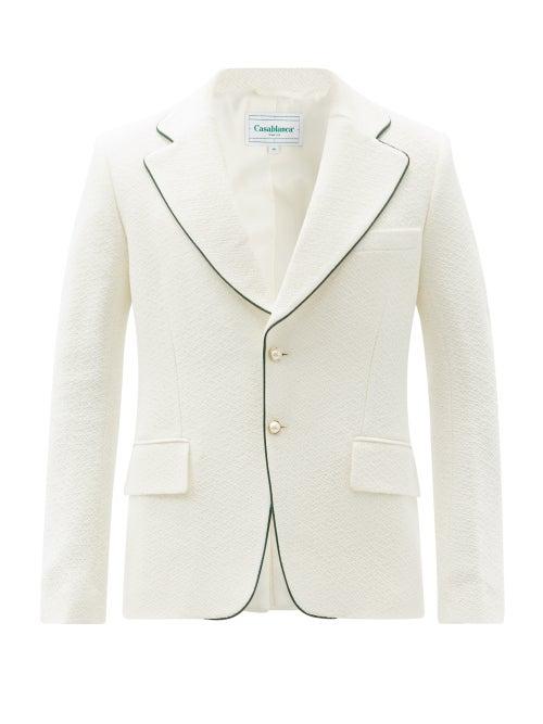 Matchesfashion.com Casablanca - Piped-edge Single-breasted Crepe Jacket - Mens - White