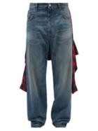 Balenciaga - Tied-up Flannel Shirt Relaxed-leg Jeans - Mens - Blue