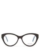 Saint Laurent - Ysl-monogram Cat-eye Acetate Glasses - Womens - Black