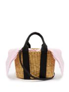 Muuñ Caba Mini Striped-canvas And Woven-straw Bag