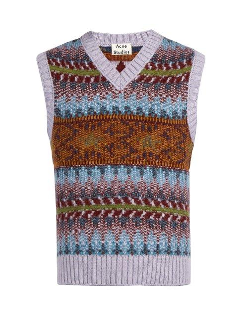 Matchesfashion.com Acne Studios - Fair Isle Knit Sleeveless Sweater - Mens - Purple