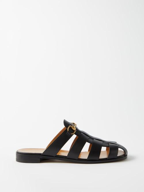 Gucci - Elektra Leather Fisherman Slides - Mens - Black Multi