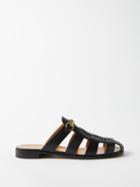 Gucci - Elektra Leather Fisherman Slides - Mens - Black Multi