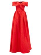 Matchesfashion.com Rasario - Off-the-shoulder Silk-dupion Gown - Womens - Red
