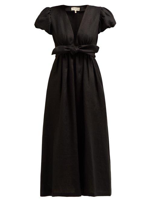 Matchesfashion.com Mara Hoffman - Savannah Puff Sleeve Hemp Midi Dress - Womens - Black