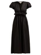Matchesfashion.com Mara Hoffman - Savannah Puff Sleeve Hemp Midi Dress - Womens - Black
