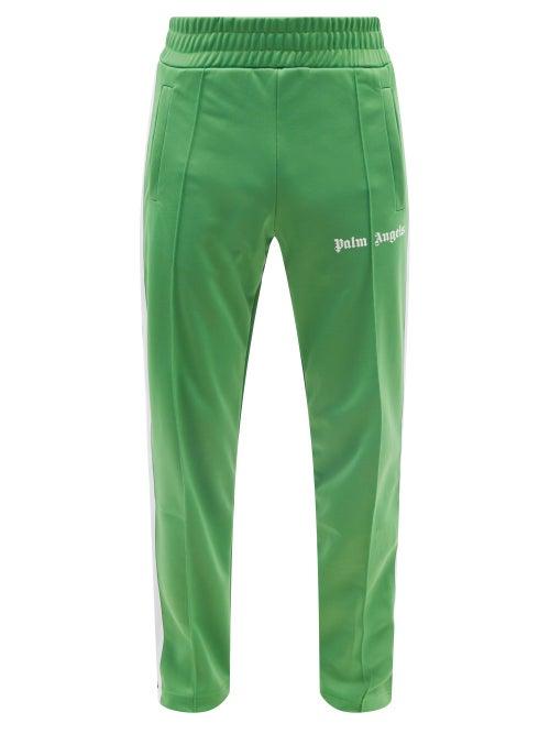 Palm Angels - Logo-print Stripe Jersey Track Pants - Mens - Green
