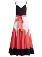 Delpozo V-neck Contrast-panel Cotton Midi Dress