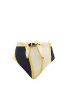 Ladies Beachwear Cala De La Cruz - Harper High-rise Abstract-print Bikini Briefs - Womens - Yellow White